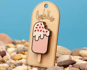 Ice Cream Badge made with a laser cutter