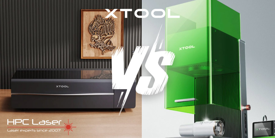 A graphic of the xTool P2S and xTool F1 Ultra side by side