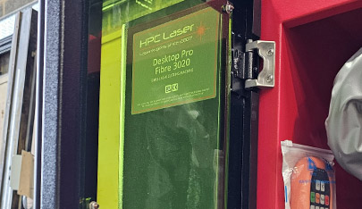 An image of the fibre-laser safe viewing window