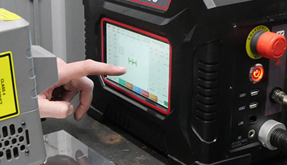 An image of a user using the touchscreen controls
