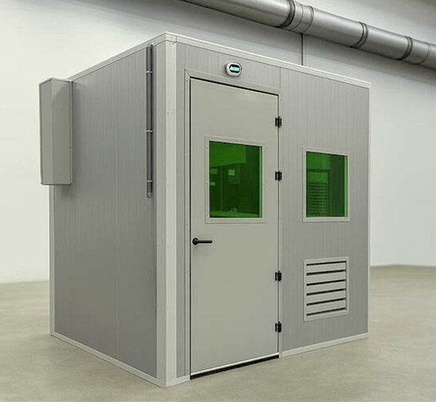 An image of an assembled laser welding booth