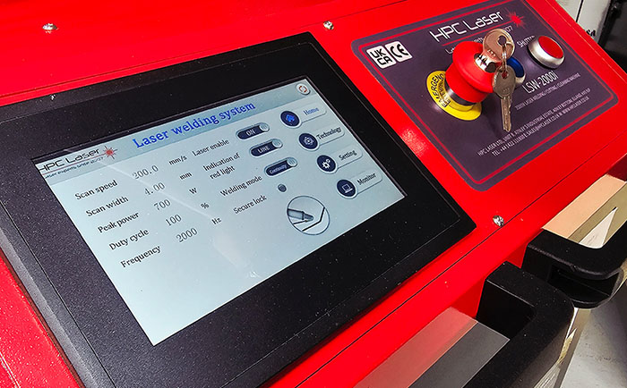 An image of the laser welders easy to use touch screen controls