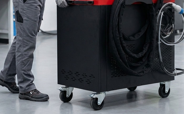 An image of the portability of the HPC fibre laser welder