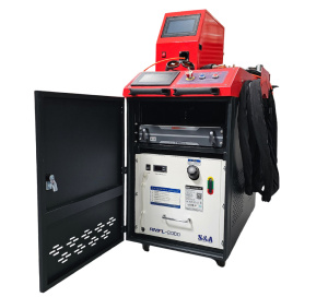 An image of the laser welder cabinet open
